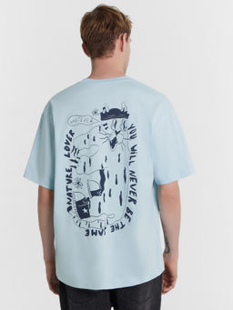 ФУТБОЛКА МУЖСКАЯ голубая дымка +печать 111858