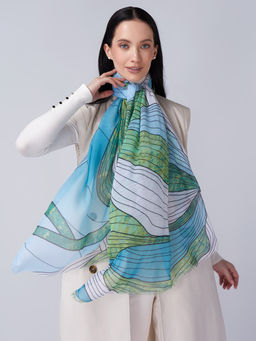 Большой мягкий очень нежный двусторонний палантин в стиле арт-деко