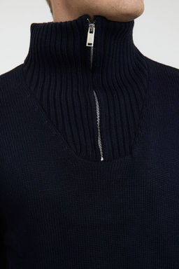 TRENDYOL MAN Lacivert Casual Regular Yar?m Bal?kc? Yaka Duz Triko Kazak TMNAW25KZ00008 - Trendyolmilla фото 4
