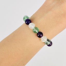 Браслет "Стихия Эфир" из Аметиста, Флюорита и Селенита 18 см