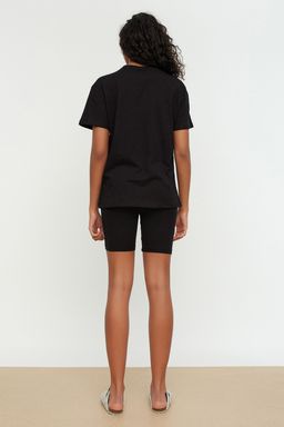 Trendyolmilla Siyah %100 Pamuklu Sortlu/Taytl? Orme Pijama Tak?m? THMSS20PT0397 фото 5