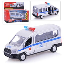 Машина металл. Ford Transit Полиция 12см, (открыв. двери) инерц. в коробке