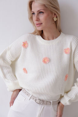 9837 Джемпер белый с цветами - Martichelli фото 10