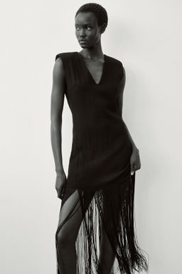 Vestido con hombreras y flecos - H&m фото 6