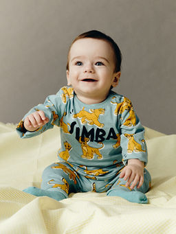 Bisiklet Yaka Aslan Kral Bask?l? Erkek Bebek Tak?m