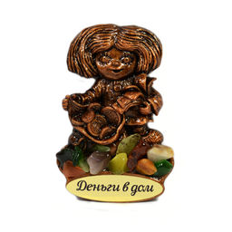 Магнит с самоцветами "Кузя с мешком малый" 40*65мм Радуга камня