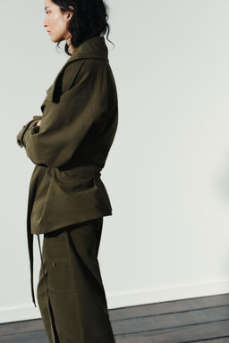 BELTED COTTON TRENCH COAT - Zara фото 5