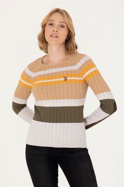 Женский свитер с круглым вырезом из каменного меланжа Неожиданная скидка в корзине