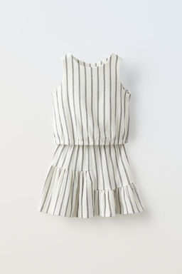 STRIPED TEXTURED TOP AND SKIRT CO-ORD