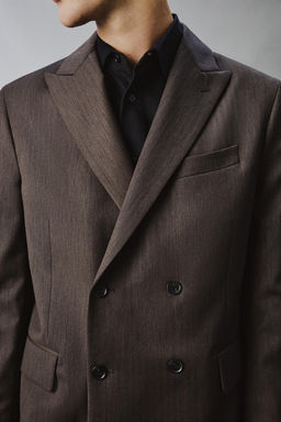 BLAZER CRUZADA TRAJE ESPIGA / Marr?n - Zara фото 6