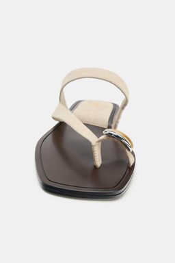 SANDALIA PIEL DETALLE MET?LICO / Beige - Zara фото 4