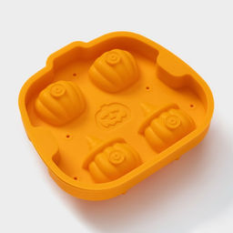 Форма для льда Доляна «Тыква», силикон, 4 ячейки, 15.4×14×4.5 см, оранжевая