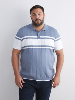 Polo Yaka K?sa Kollu ?izgili Erkek Triko Kazak