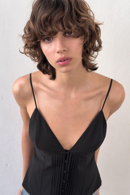 TOP TIRANTES PLIEGUES / Negro - Zara фото 2