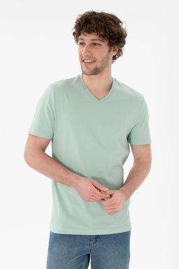 Erkek Regular Fit V Yaka Su Ye_ili Basic Ti__rt Sepette S_rpriz _ndirim - U.s. polo assn фото 2