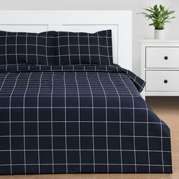 Постельное бельё Этель 1,5 сп Клетка цвет чёрный 143х215, 150х214, 50х70см-2 шт, бязь, 125г/м2