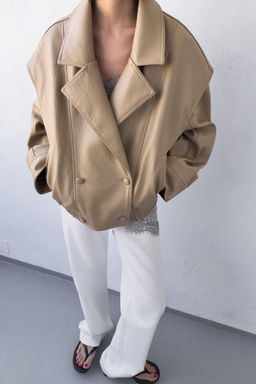 CHAQUETA BOMBER EFECTO PIEL / Piedra - Zara фото 3