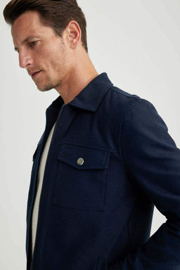 Приталенное пальто с воротником-поло - Defacto фото 7