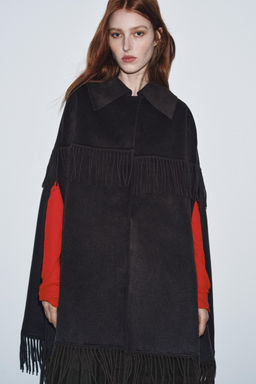 WOOL FRINGED CAPE - Zara фото 2
