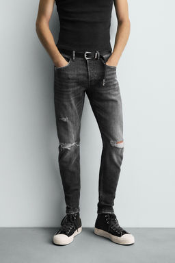 JEANS SKINNY FIT ROTOS / Gris - Zara фото 11