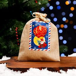 Цена за 5 шт. Мешок подарочный новогодний с термонаклейкой Дед Мороз, 13?18 см