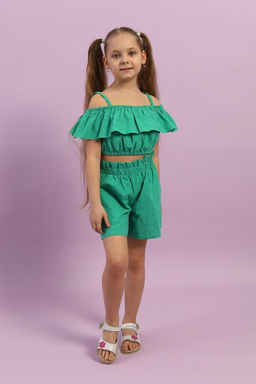 CRB wear / CSJG 90247-37-399 Комплект для девочки (топ, шорты),зеленый/Ex.Cherubino