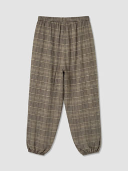 Beli Lastikli Ekose Kad?n Jogger Pantolon