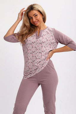 Пижама с брюками футер с начёсом (01059, кофе)