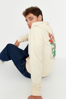 Tas Oversize/Genis Kesim Kapusonlu Cicek Bask?l? Sardonsuz Sweatshirt TMNAW22SW0155 - Trendyolmilla фото 2
