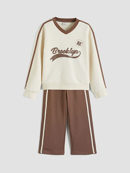 Brooklyn Bask?l? K?z ?ocuk Sweatshirt ve E?ofman Alt?