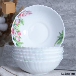 Набор суповых тарелок 6 штук 480 мл 155 мм / TW-60XN (7259) /уп 12/ Тюльпаны