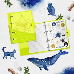 Тетрадь со сменным блоком 120 л., А5, клетка, NEON YELLOW, пластиковая обложка, на кольцах...