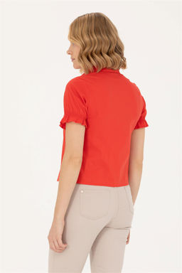 Женщина из красного рубашки с коротким рукавом с скидкой в корзине - U.s. polo assn фото 5