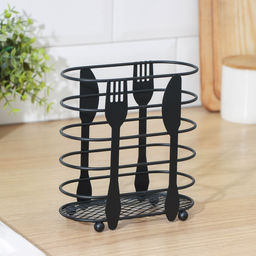 Сушилка для столовых приборов Доляна, 16×16.4×7.5 см, чёрная