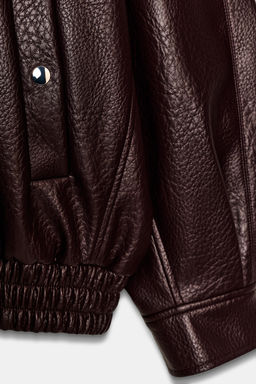 CAZADORA BOMBER EFECTO PIEL / Burgundy - Zara фото 12