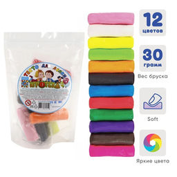 Цена за 2 шт. Тесто для лепки «Игротека», 12 цветов, 360 г, в пакете, МИКС