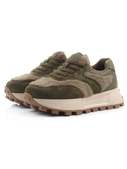 04-P118-2C GREEN Кроссовки демисезонные женские (натуральная замша, натуральная кожа, текстиль)