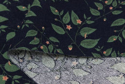 Хлопколен Цветущие веточки цв.чернильный, ш.1.5м, лен-20%, хлопок-80%, 130гр/м.кв - Купава фото 4