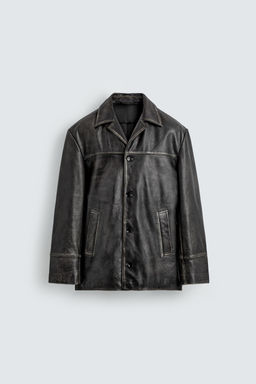 LIMITED EDITION VINTAGE EFFECT LEATHER JACKET - Zara фото 7