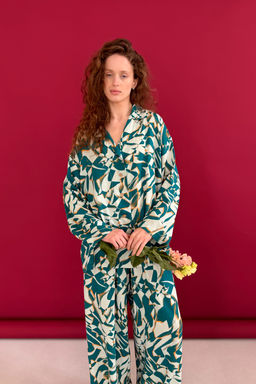 Блузка СЕТ113/01/Белый, зеленый - M&G all natural фото 3