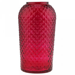 Ваза для цветов стеклянная "Глория" 1,67л, д12,5см, h23,5см, малая, текстурная "Бордо" (Россия)