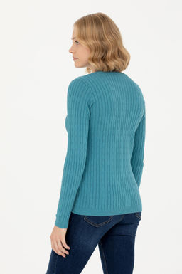 Женский базовый свитер бензинового цвета с v-образным вырезом Неожиданная скидка в корзине - U.s. polo assn фото 5