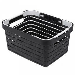 "Домашняя мода" Корзина пластмассовая "Береста" 25,5х19,5см h13,7см, съемные ручки, графит (Китай)