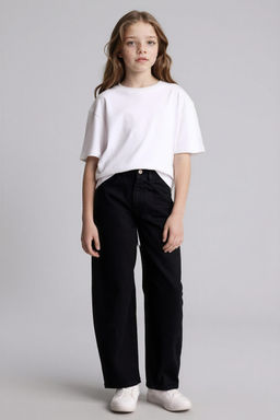 %100 Pamuk Baggy F_t Jean Pantolon K_z _ocuk