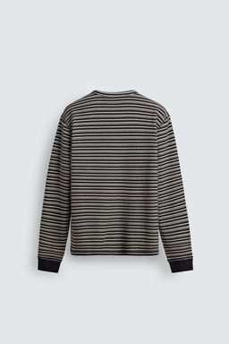 CAMISETA CUELLO PANADERO RAYAS / Marr?n oscuro - Zara фото 8