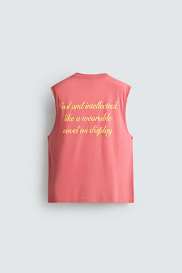 CAMISETA TANK RELAXED FIT TEXTOS ESTAMPADOS / Rosa fl?or
