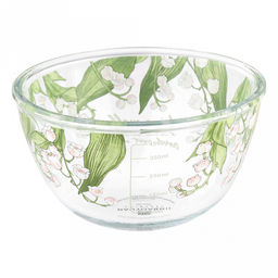 Салатник стеклянный Ландыши 480мл д12,6см h7см, боросиликатное стекло, с деколью, с мерной шкалой (Китай) - Домашняя мода фото 2