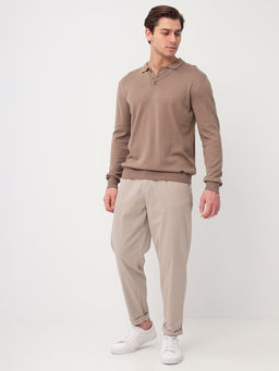 Джемпер мужской с воротником поло GREG G128-AC155 (бежевый)  фото 2