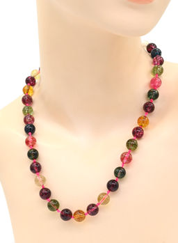 Бусы из хрусталя тонированного шарик 10мм, цв.ассорти, 46см