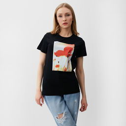 Футболка женская Let&apos;s go, чёрная, размер 46